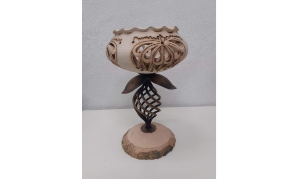 Šamoto keramikos žvakidė-židinys
