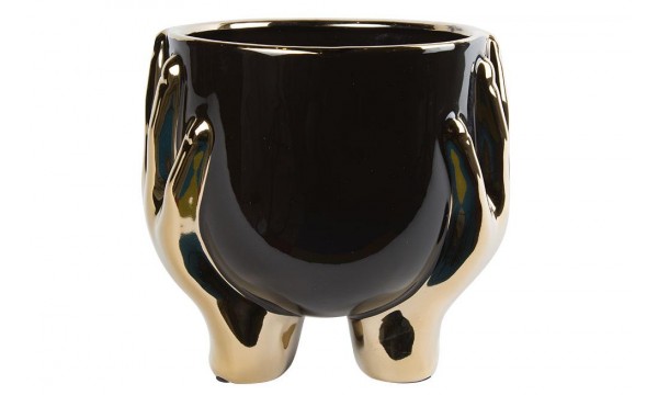 Keramikinis dubuo , juodos/auksinės sp., 22x19x20cm