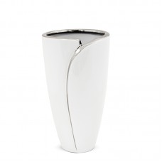 Vaza balta su sidabro spalvos detale keramikinė 29,5x16x16 cm 