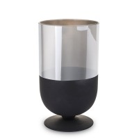 Vaza stiklinė ant kojelės juodos/sidabro sp. 27×16,5×16,5 cm 