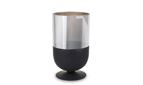 Vaza stiklinė ant kojelės juodos/sidabro sp. 32×19,5×19,5 cm 