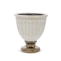 Vazonėlis ant kojelės kreminės/auksinės spalvos keramik. 23,5x21x21 cm 