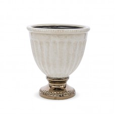 Vazonėlis ant kojelės kreminės/auksinės spalvos keramik. 16,5x15x15 cm 