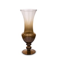 Vaza stiklinė ruda/skaidri ant kojelės 35,5x13x13 cm