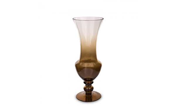 Vaza stiklinė ruda/skaidri ant kojelės 35,5x13x13 cm