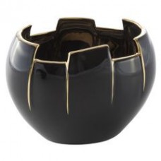 Keraminė vaza auksiniais geometriniais juodais kraštais