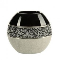 Keraminė JOYCE vaza, dekoruota mažais sidabriniais ir juodais kristalais
