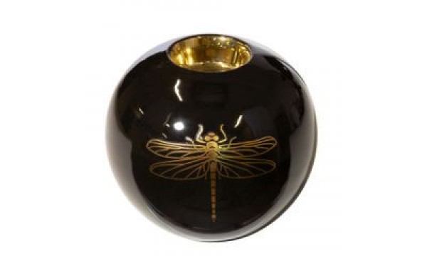 Keramikinė žvakidė su auksinio laumžirgio atspaudu